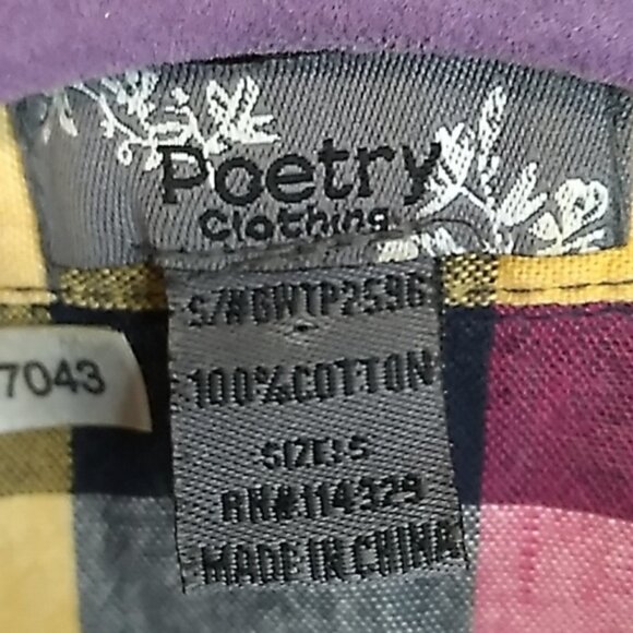 Poetry colourful checkered pattern Full button up rouched upper short - Picture 2 of 10